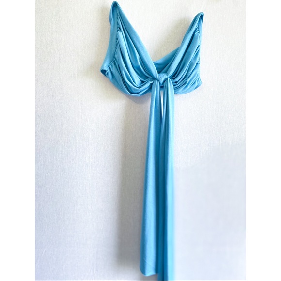 Blue bandeau crop top and pant set - Picture 6 of 6